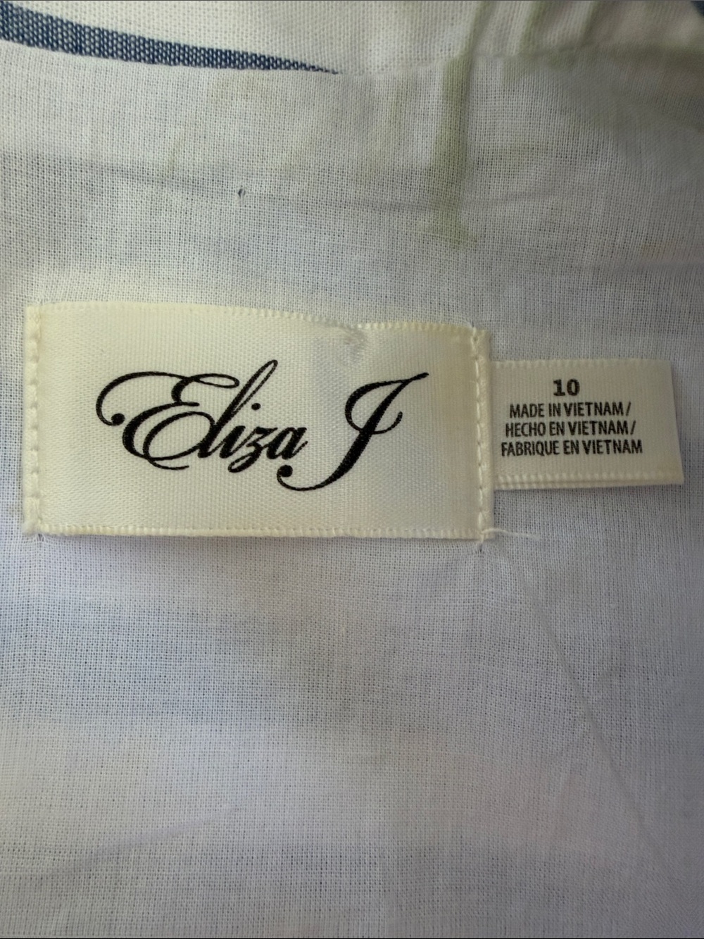NWOT- Eliza J Blue & White Striped Sleeveless Shift Dress with Gold Trim - Picture 5 of 9